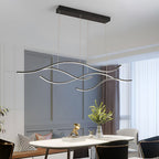 Ripple | Wavy LED Pendant Light, Modern Linear Chandelier for Kitchen Island, Dimmable Hanging Light Fixture