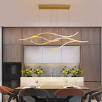 Ripple | Wavy LED Pendant Light, Modern Linear Chandelier for Kitchen Island, Dimmable Hanging Light Fixture
