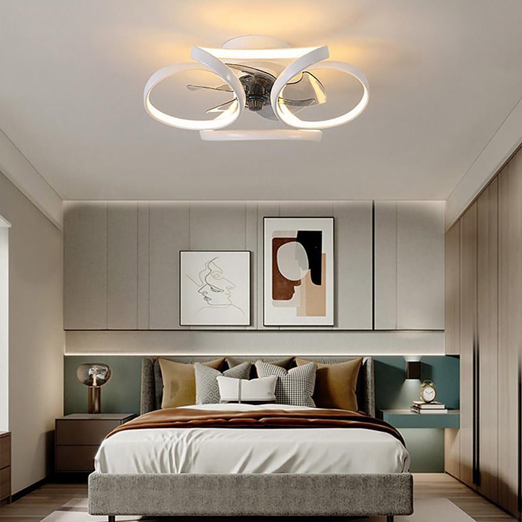 Bloom | Flower Ceiling Fan with Light and Remote, Flush Mount Dimmable LED Fan for Bedroom