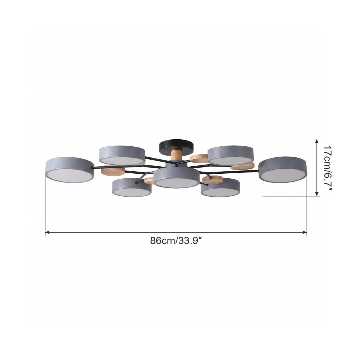 Nova Branch ceiling light dimensions: 86 cm (33.9 in) wide, 17 cm (6.7 in) high
