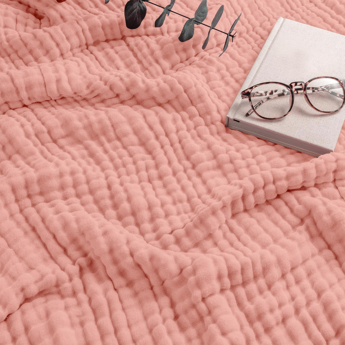 Kaia | Lightweight Cotton Muslin Throw Blanket | Hypoallergenic for Sensitive Skin