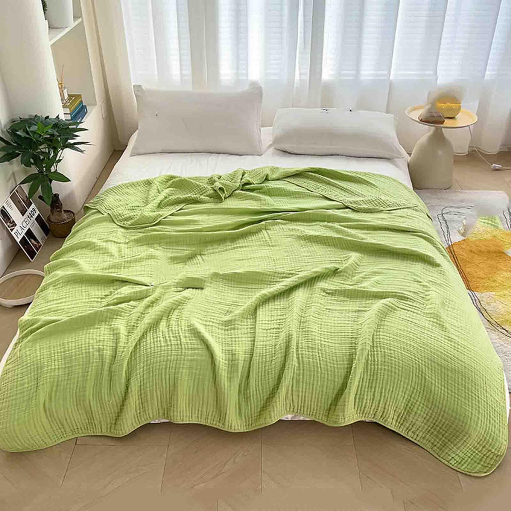 Kaia | Lightweight Cotton Muslin Throw Blanket | Hypoallergenic for Sensitive Skin