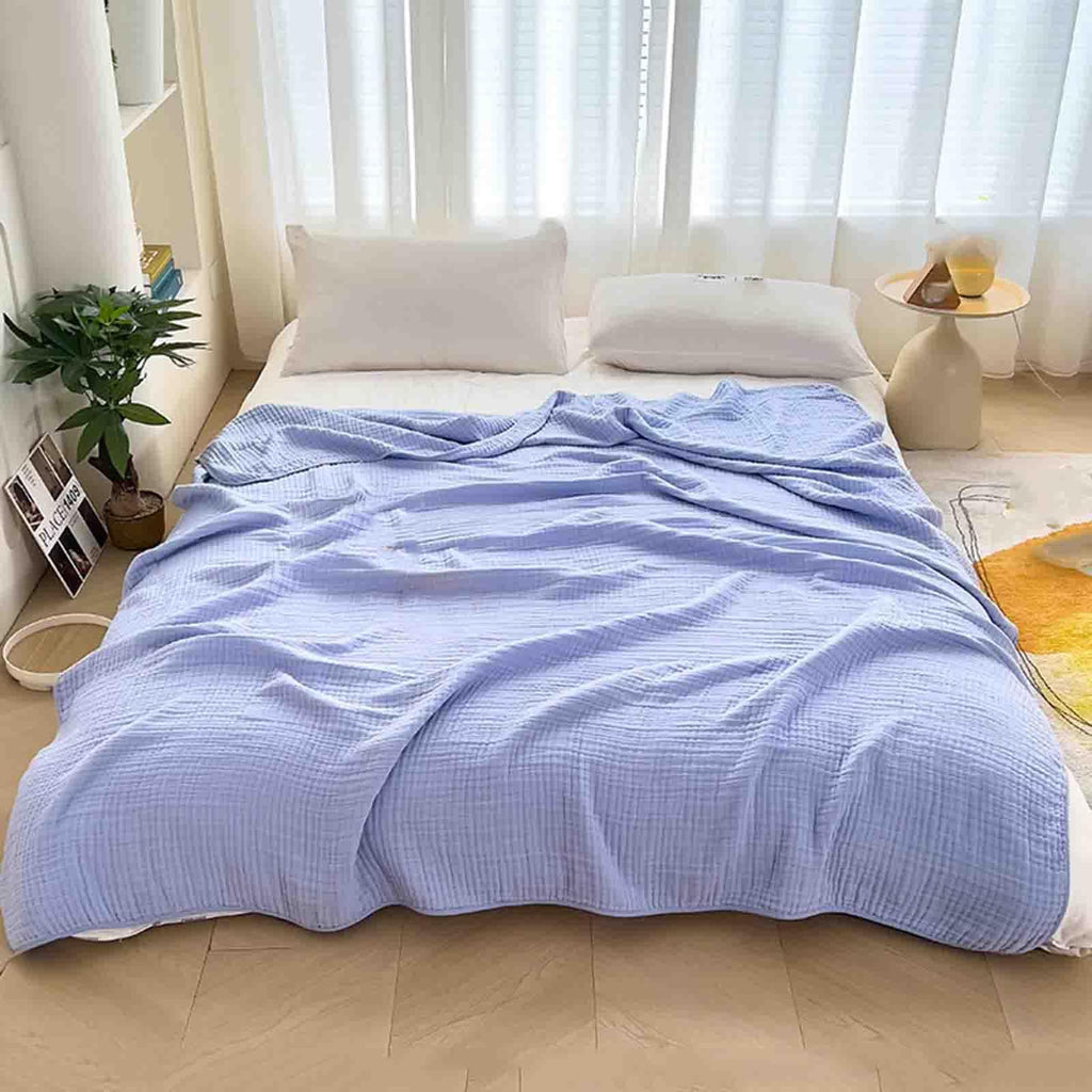 Kaia | Lightweight Cotton Muslin Throw Blanket | Hypoallergenic for Sensitive Skin