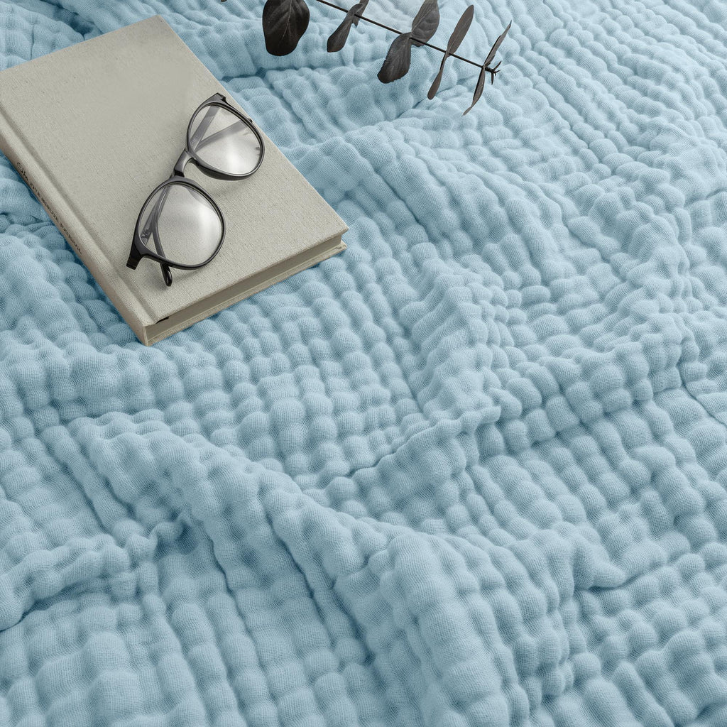 Kaia | Lightweight Cotton Muslin Throw Blanket | Hypoallergenic for Sensitive Skin
