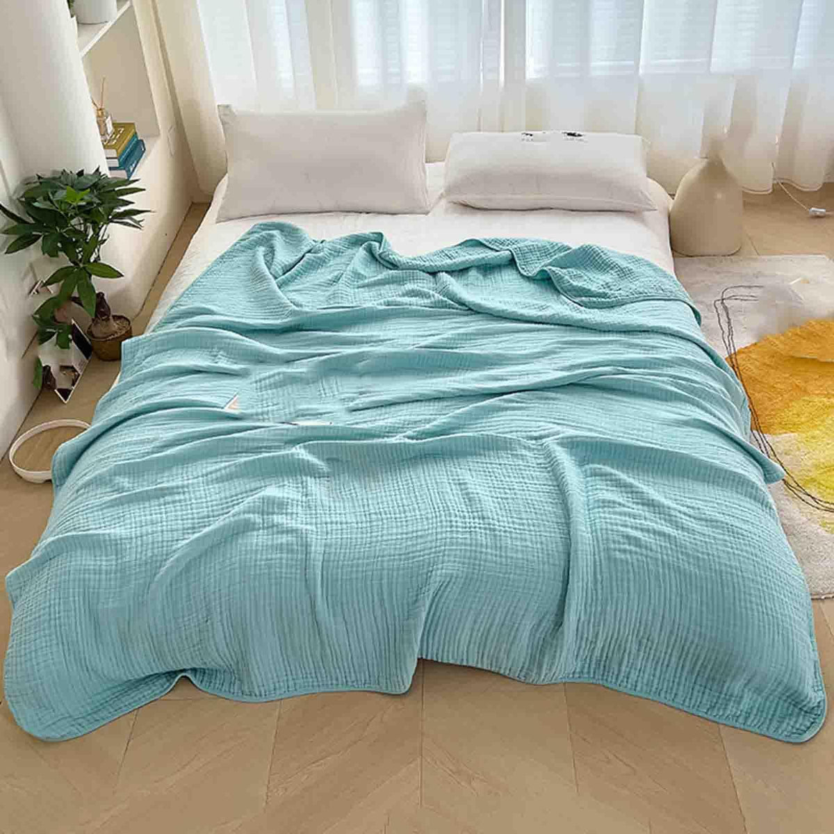 Kaia | Lightweight Cotton Muslin Throw Blanket | Hypoallergenic for Sensitive Skin