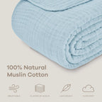Kaia | Lightweight Cotton Muslin Throw Blanket | Hypoallergenic for Sensitive Skin