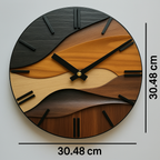 Canyon | Wood Grain Wall Clock, Silent Non Ticking 12 Inch Round Clock, Modern Abstract Wall Decor