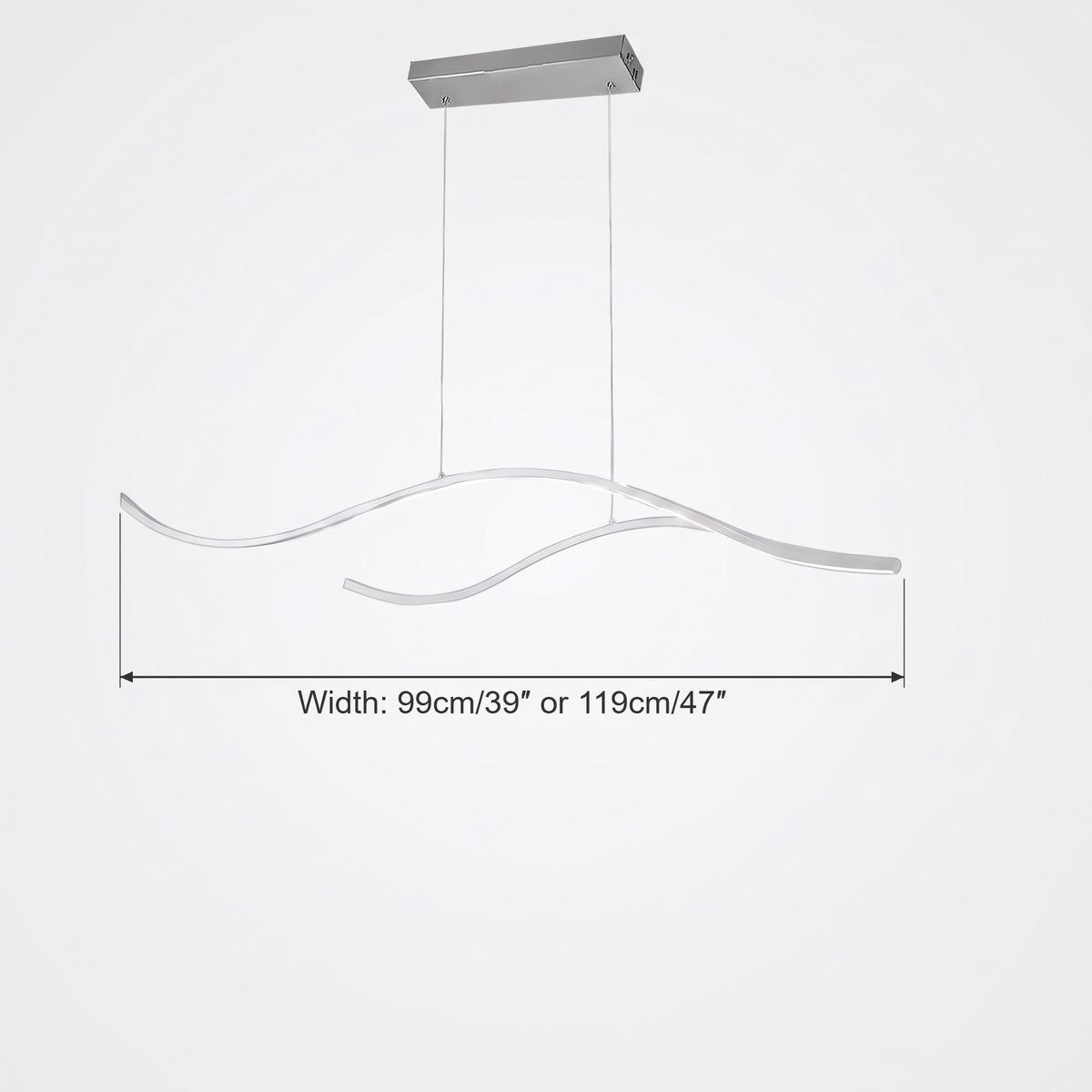 Ripple wave pendant width options: 99 cm (39 in) or 119 cm (47 in)