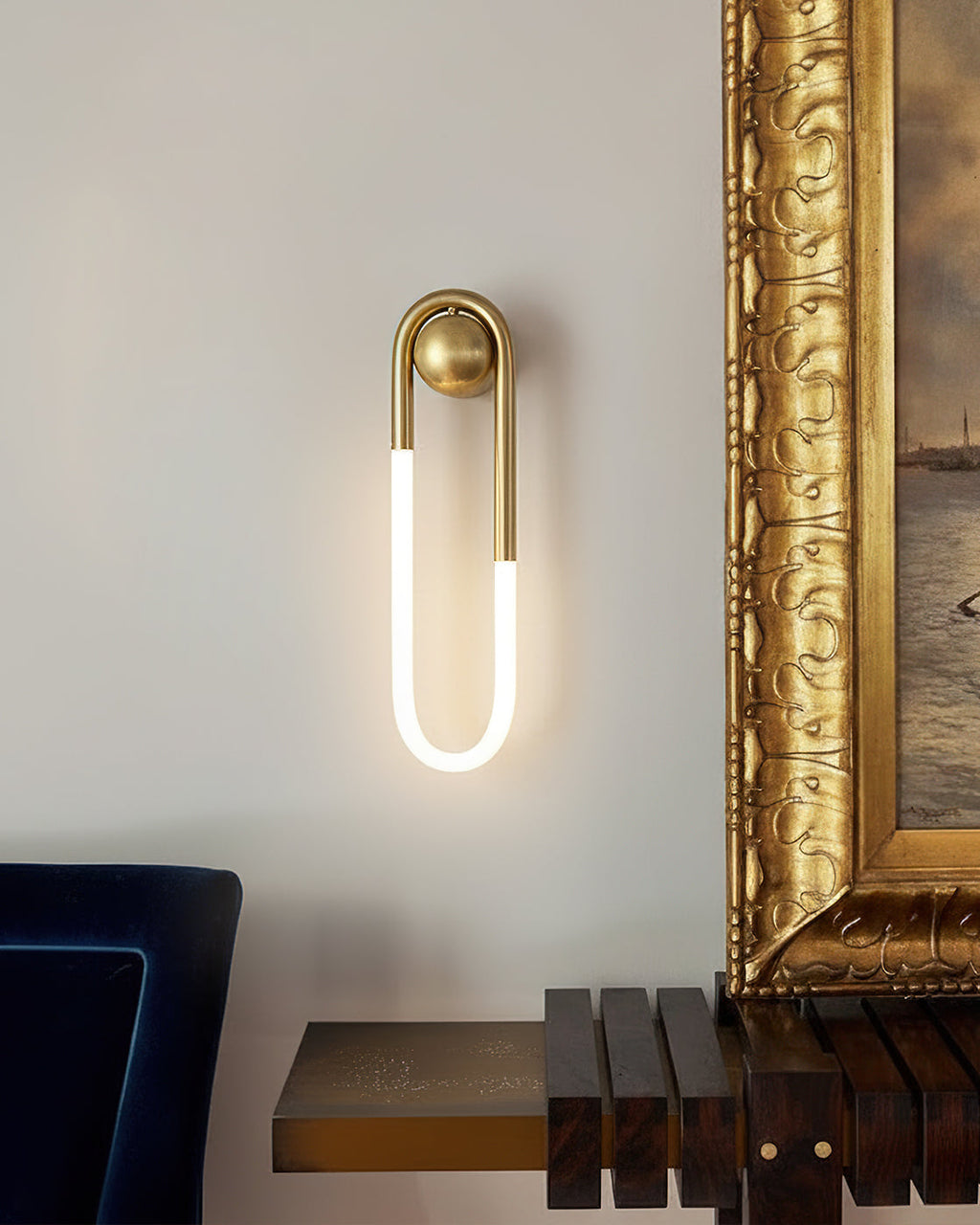 Rudi Loop | Modern LED Wall Sconce, Brass Loop Wall Light for Bedroom, Hallway and Staircase