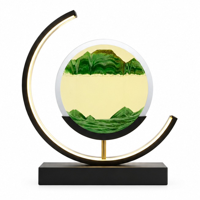 Dune | Rotating Sand Art Table Lamp, Moving Sand Picture Night Light, Dimmable LED Bedside Lamp