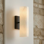 Doran | Alabaster Tube Wall Sconce, Modern Stone Wall Light, Bathroom Vanity and Bedside Sconce