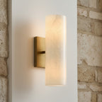 Doran | Alabaster Tube Wall Sconce, Modern Stone Wall Light, Bathroom Vanity and Bedside Sconce