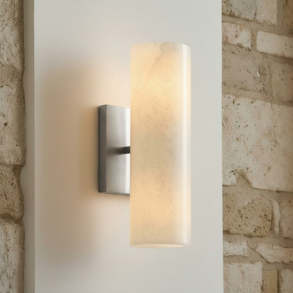 Doran | Alabaster Tube Wall Sconce, Modern Stone Wall Light, Bathroom Vanity and Bedside Sconce