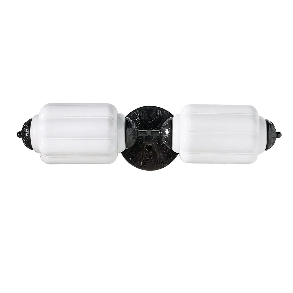 Deauville | Art Deco Vanity Light, 2 Light Milk Glass Bathroom Light Fixture, Vintage Brass Wall Light