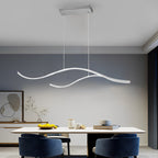 Ripple | Wavy LED Pendant Light, Modern Linear Chandelier for Kitchen Island, Dimmable Hanging Light Fixture