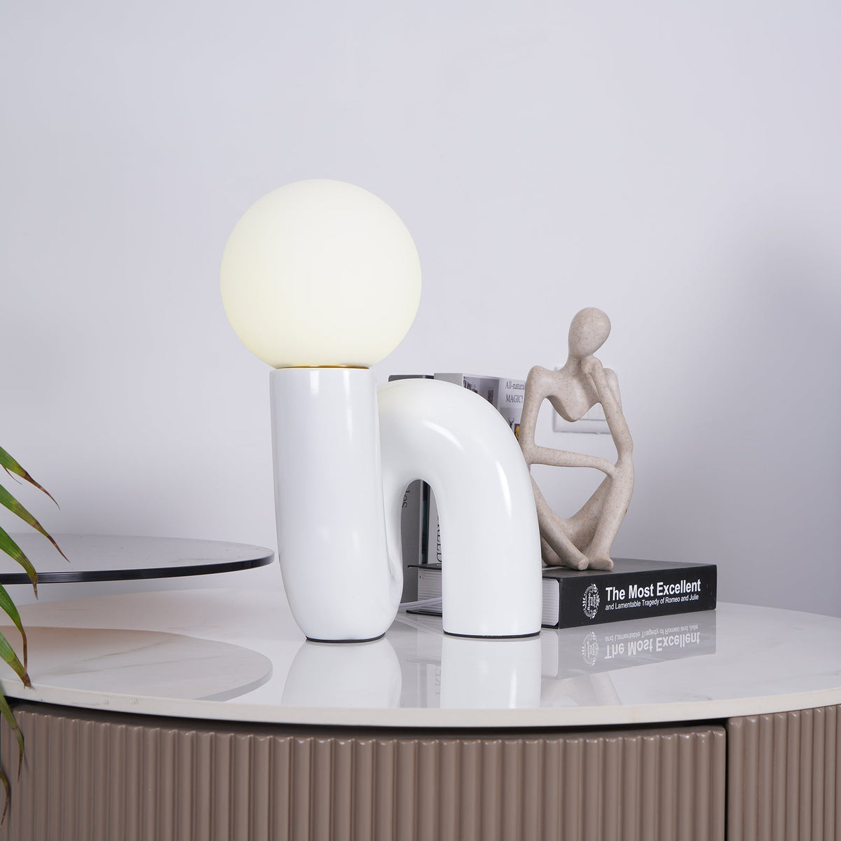 Spiral | Glass Table Lamp, Sculptural Globe Bedside Lamp, Colorful Modern Accent Lamp for Living Room