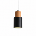 Tavero | Wood Pendant Light, Modern Black and Wood Hanging Lamp for Kitchen Island and Dining Room
